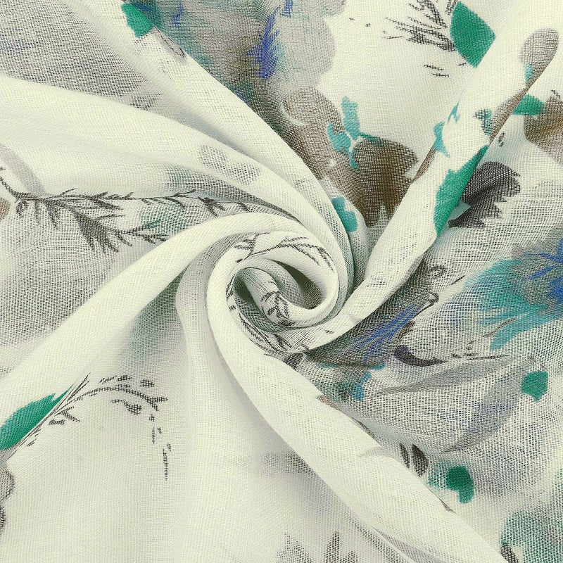 GERINLY Blue Turquoise Scarf Shawl Peony Print Beach Wrap Pretty Scarves for Women Hawaii Head Cover for Travel - Image 5